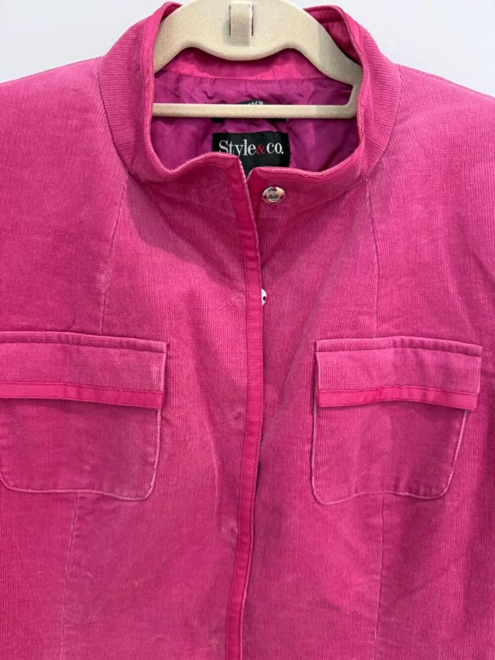 Style & Co. Pink Corduroy Stretch Jacket - Size 14